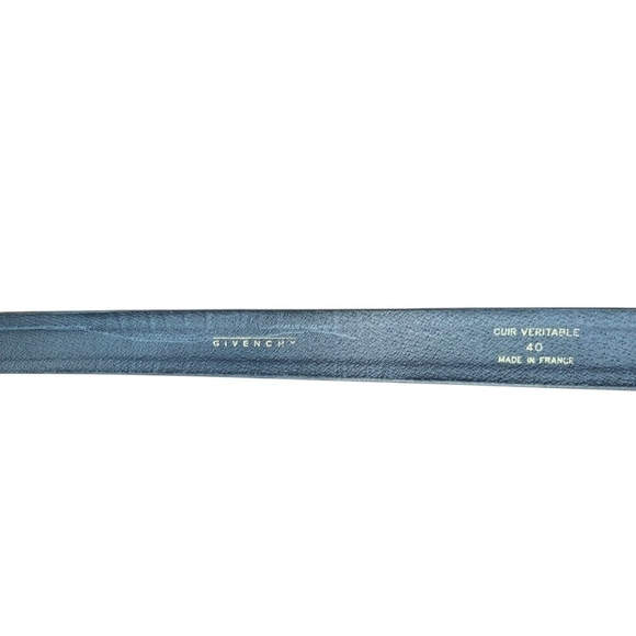 Givenchy Blue Leather Belt Gold G Buckle Designer Statement made in France 40 - Picture 5 of 8